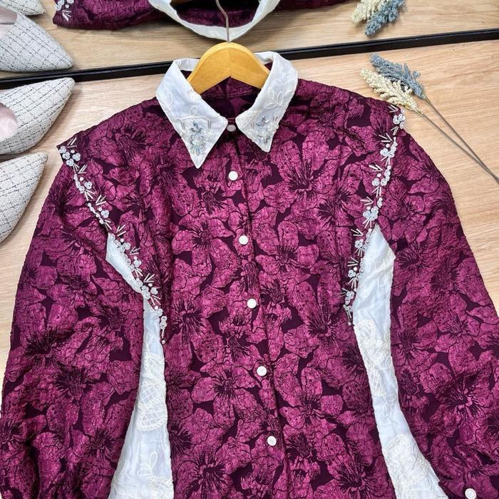 Kemeja poplin tokai payet mewah