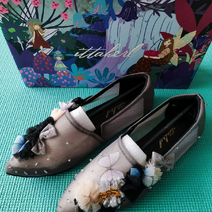 Ittaherl Katnis Slip on Pointy Gravel size 39 siap kirim