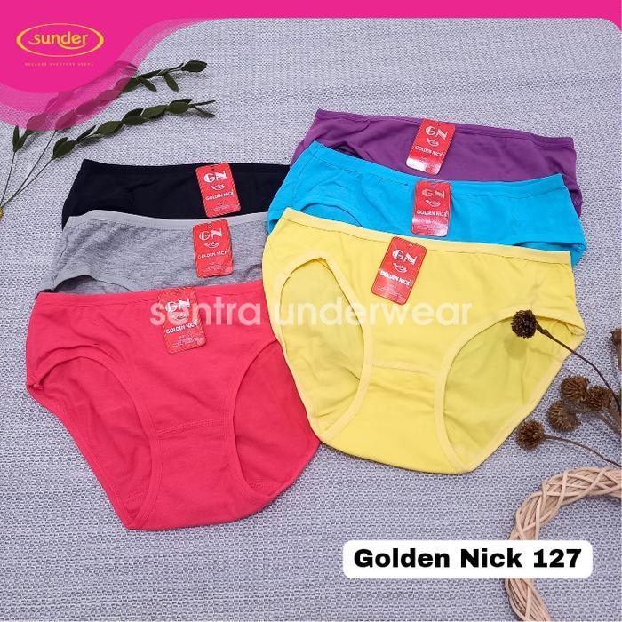 3 6 Cd Wanita Golden Nick 127 Model Mini Bawah Puser Bahan Katun