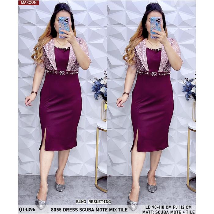 8053 / 8038 / 8055 / 8050 / 8051 DRESS SCUBA TEBAL MELAR KOMBINASI TILE BORDIR Q13242