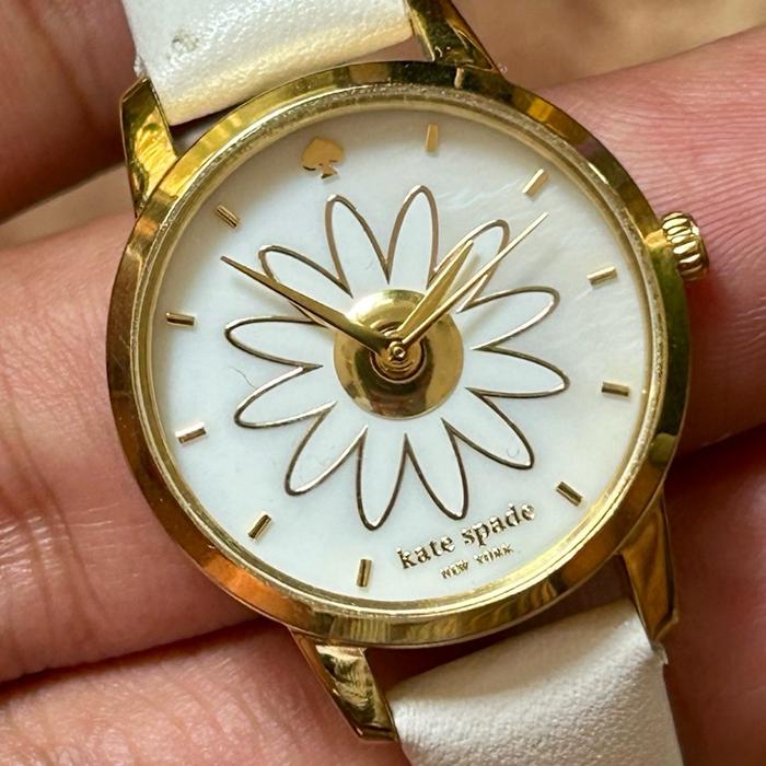 Jam tangan Ladies Kate Spade New York White Daisy Metro Watch Original