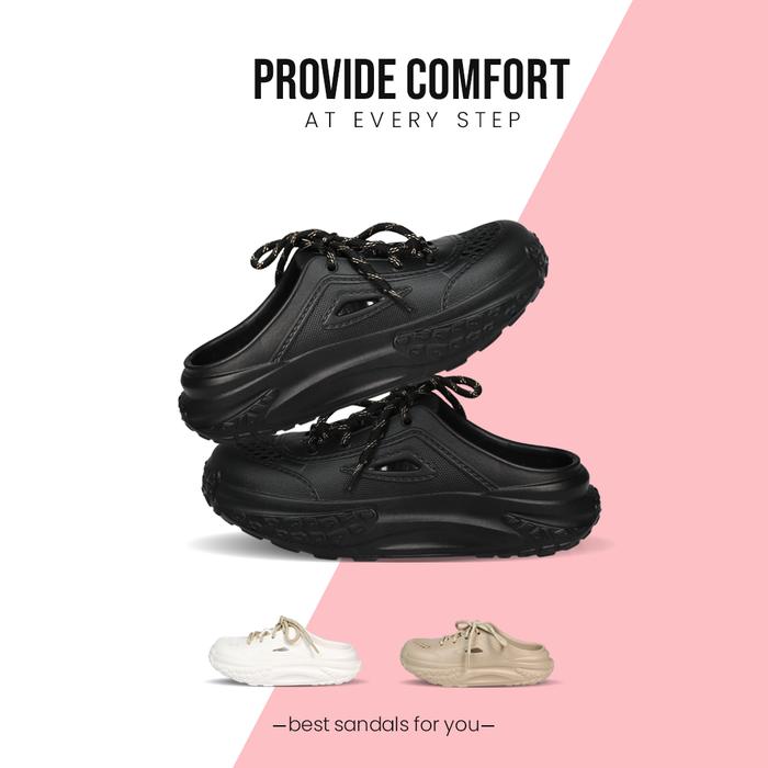 Sepatu Sandal Wanita Sandal Selop Wanita Kekinian Sandal Bebas Tali Sandal Wedges Bahan EVA Rubber A