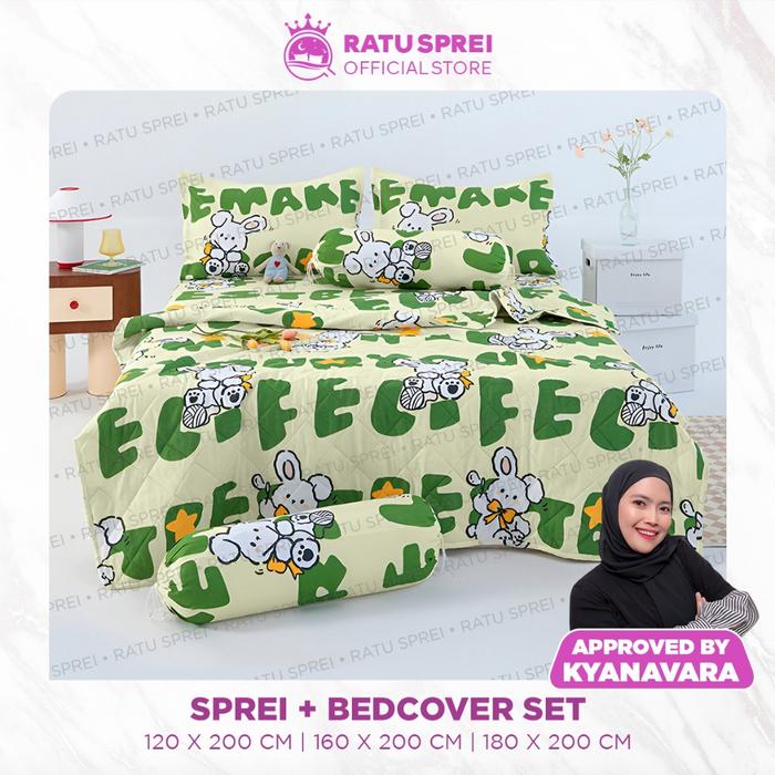 [Kyanavara] Set Sprei Selimut Sarung Bantal Guling Set Bedcover Seprei Bahan Microtex -Ratu Sprei