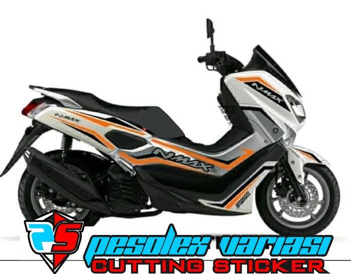 STRIPING CUTTING STICKER NMAX motor putih sticker orange [NTS]