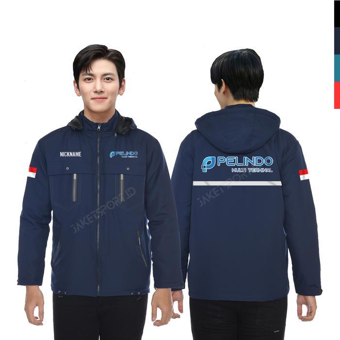JAKET PELINDO MULTI TERMINAL CUSTOM SCOTLIGHT PARASUT SEMI WF HOODIE LEPAS PASANG TEBAL NYAMAN
