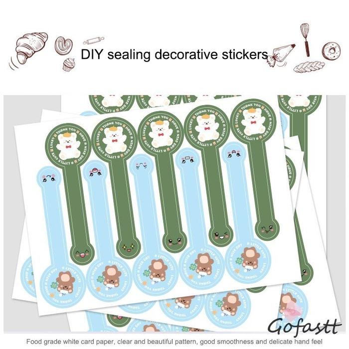 COD Stiker panjang stiker penyegel kotak kue kue berperekat bulat stiker dekoratif DIY-G
