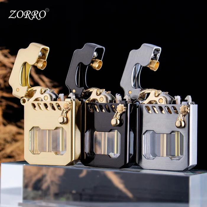 Zorro Mecha Transparent Compartment Semi-automatic Kerosene Lighter, Creative Gift for Boyfriend, Hi