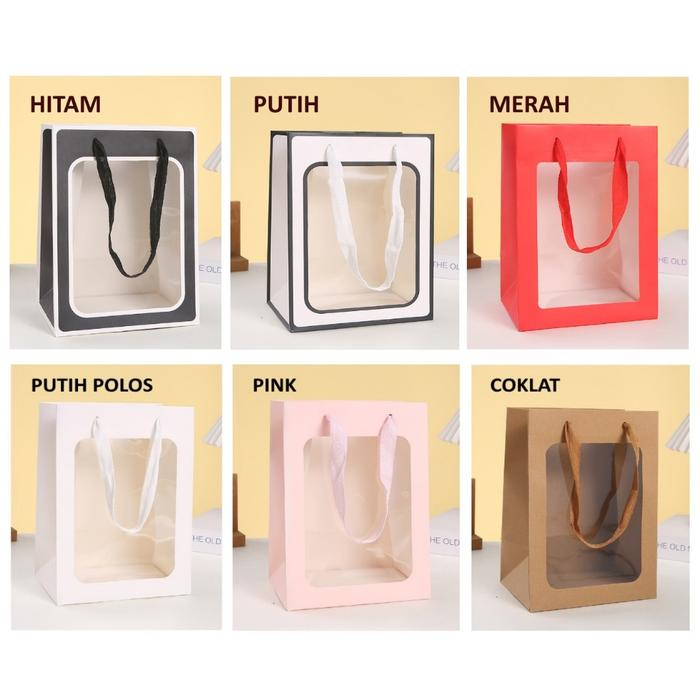READY! TAS TENTENG KERTAS MODEL HITAM PUTIH | GOODIE BAG KERTAS | TAS HAMPERS | TAS SOUVENIR