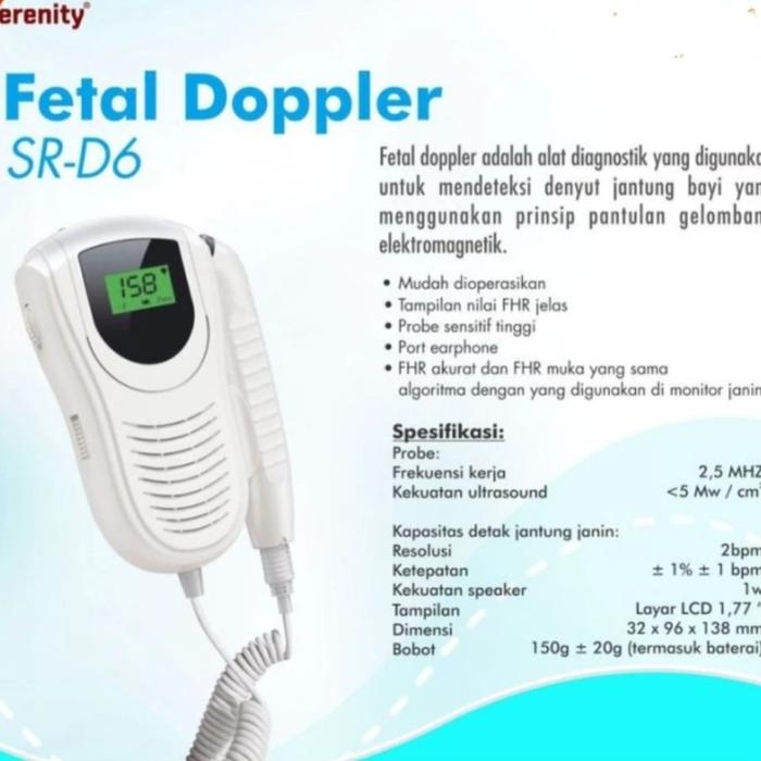 Serenity Fetal Doppler Serenity SRD6 LCD Dopler Janin Alat Tes Detak Jantung Bayi Dopler Serenity