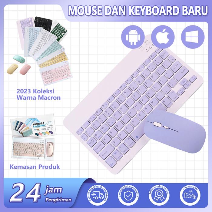 Wireless Bluetooth Keyboard + Mouse Combo USB Office Silent Click Laptop Nirkabel Bluetooth Mini Key