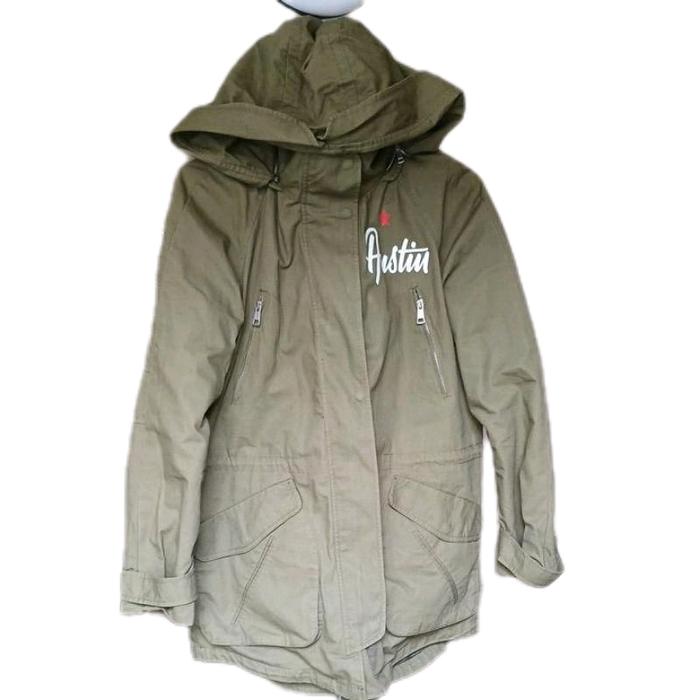Jeket military BASIC HOUSE X AUSTIN second Original army pekat denim super tebal hoodie lepas pasang