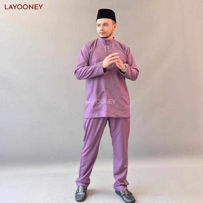 Setelan Baju Melayu Pria Teluk Belanga Bahan Katun Toyobo Satu Set Cekak Musang Pakaian Koko Adat Tr