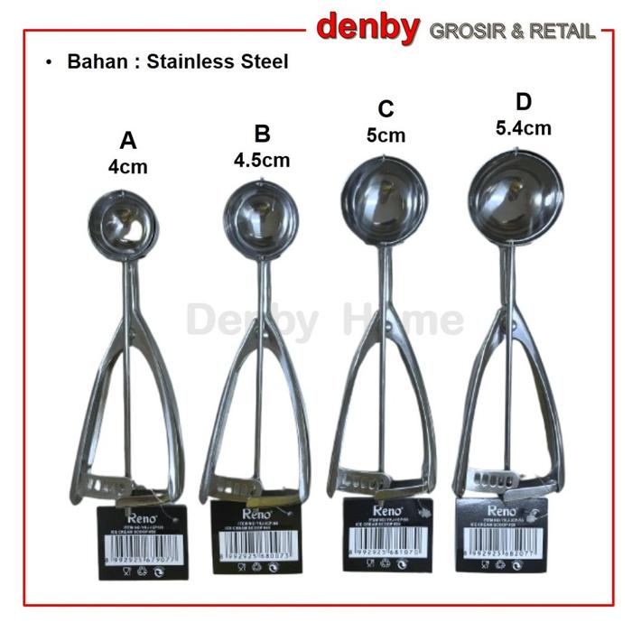 DENBY HOME Reno Sendok Es Krim Ice Cream Scoop uk. 3.9cm/4.4cm/5cm/5.3cm