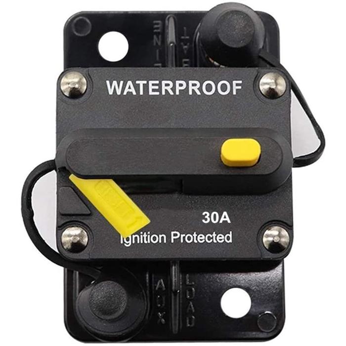 30 Amp Circuit Breaker 12V- 48V DC Manual Reset for
