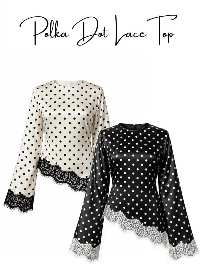 Zalia Polkadot lace top blouse