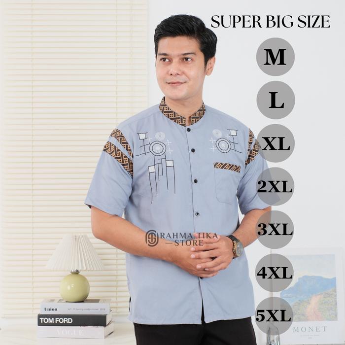 koko bordir motif lato lato hitam navi putih abu Katun Lembut Muslim Toyobo Baju Seragam Pria Nyaman