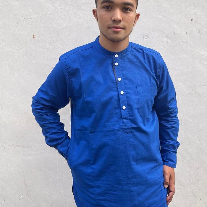 Kurta Biru Benhur Tangan Panjang Terbaru Koko Muslim