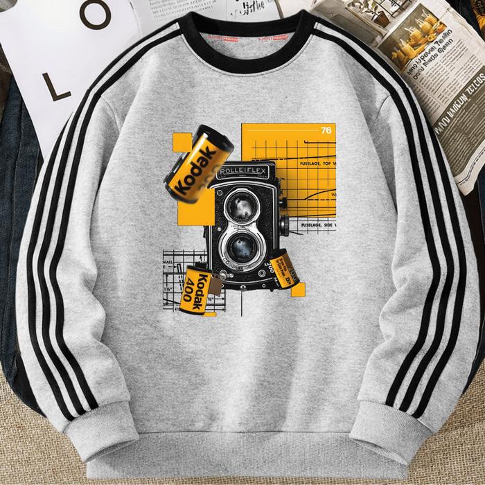 STREET PREMIUM Sweater Crewneck Tiga garis Oversize Korea Premium Pria Wanita | Kodak style | Adem n