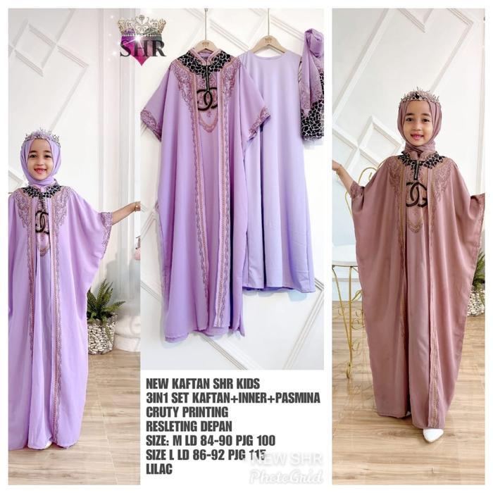 Ready!!!new ory SHR kids!!3in1set(kaftan+inner+pashmina)edisi lebaran cantik!! Kaftan Pashmina Remaj