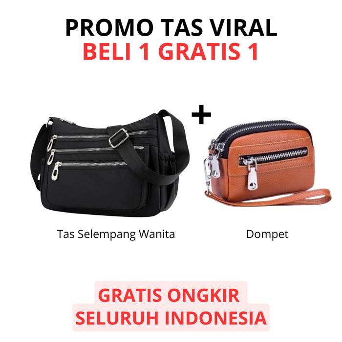 VIRAL DAPAT 2 - Tas Selempang Ibu Cewek Wanita Untuk Kondangan Pengajian Sekolah BONUS Mini Dompet K