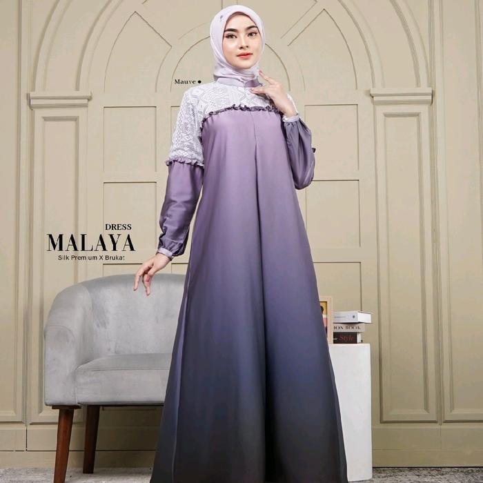 Dress Arrafi √ Malaya Dress Gamis Terbaru || Dress Ar Rafi Polos Silk Premium Kombinasi Brukat Simpl