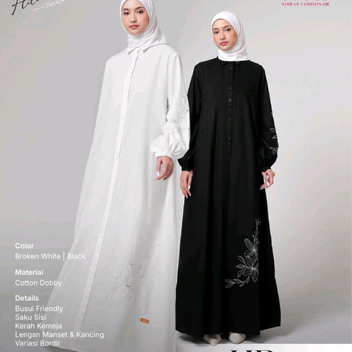 HP 004 GAMIS NIBRAS TERBARU HITAM PUTIH SYAR'I