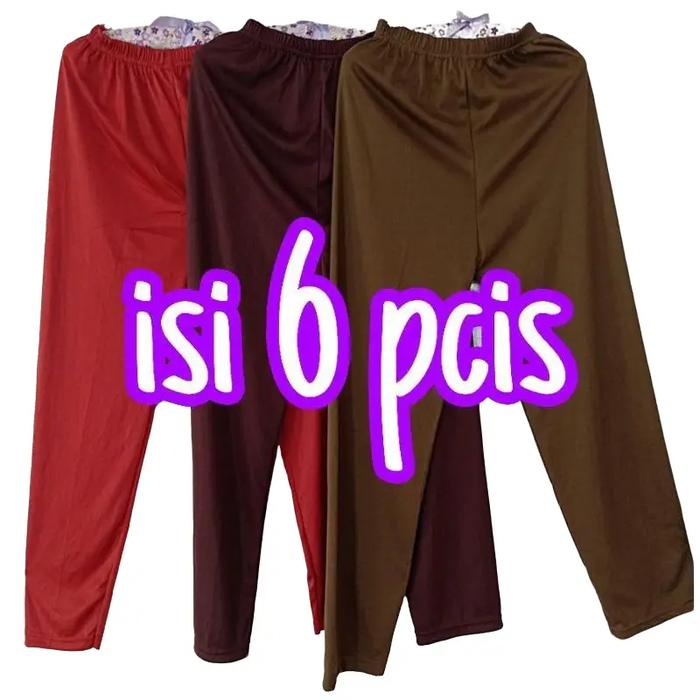 Celana Aladin Los Panjang Wanita Hyget Super - 6 Pcs, All Size, Cocok untuk Dalaman Gamis dan Rok, N