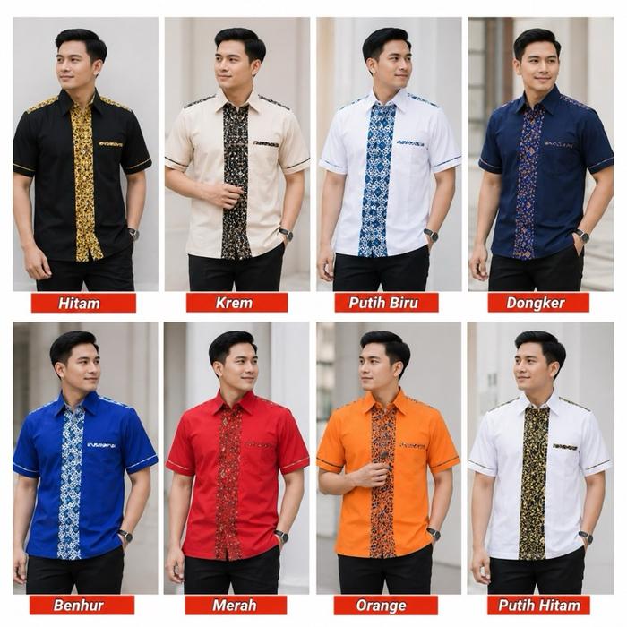 Kemeja Seragam Batik , Baju Kerja Batik , Seragam Kombinasi Batik , Seragam Batik , Baju Restoran Ba