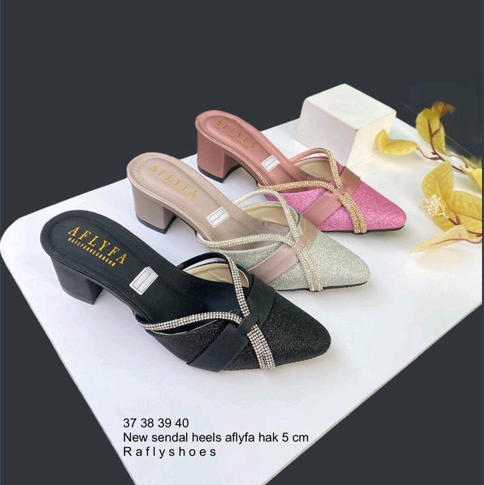 *NEW Sandal Heels Aflyfa* sandal terbaru Sendal Shoes Karet Wanita