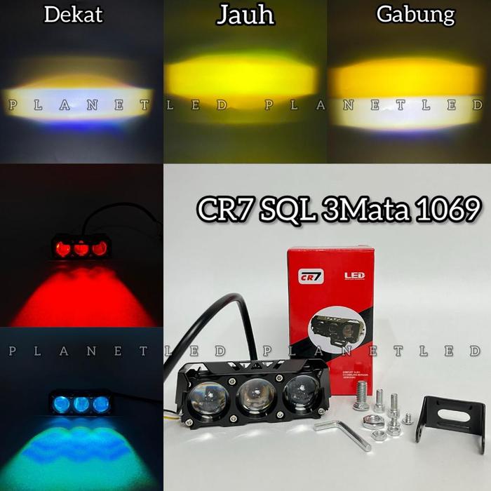 CR7 Lampu Tembak SQL 3 Mata Mini Laser Full Alumunium & Waterproof
