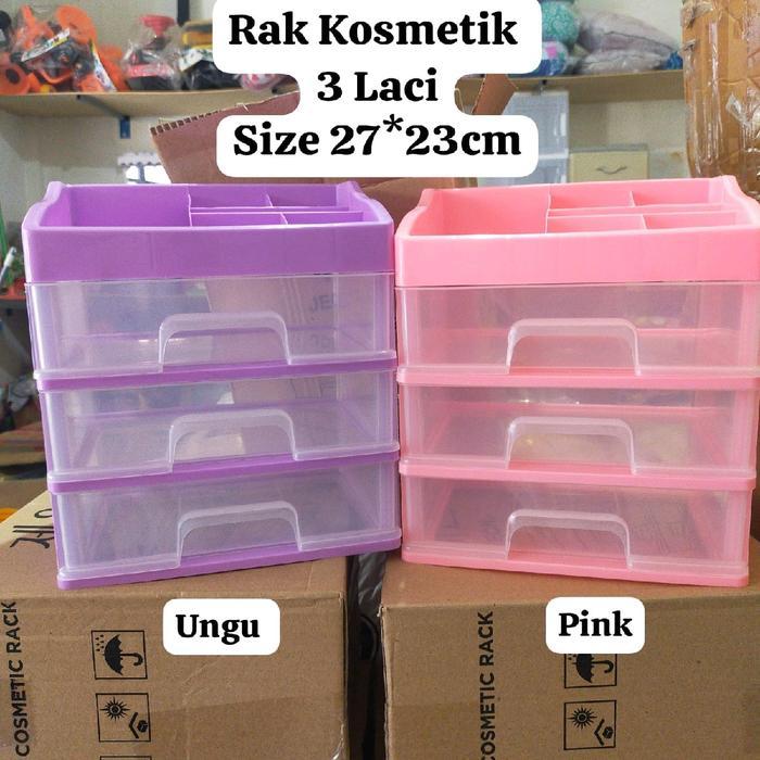 Rak Kosmetik Size Besar Warna Acak Rak Serbaguna Rak Laci Susun3 Rak Plastik Besar Rak Plastik Minim