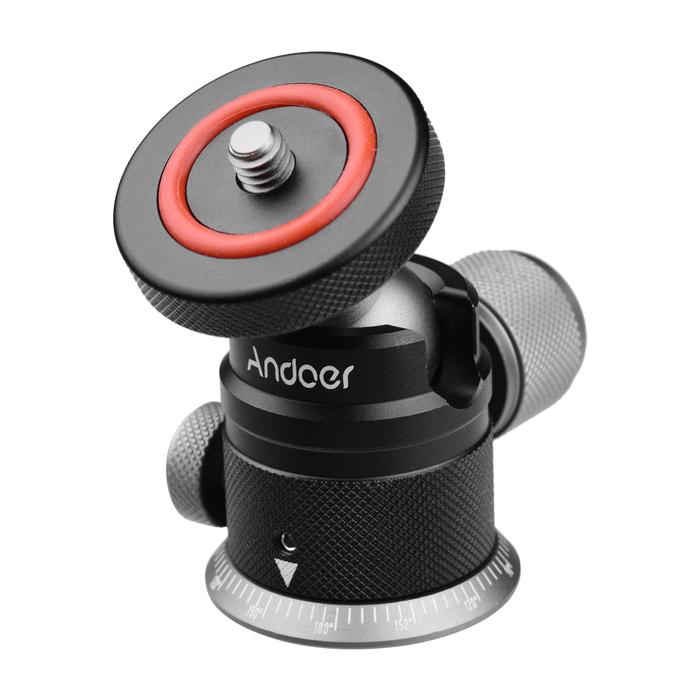 Andoer Aluminum Alloy Tripod Ball Head Mount Panoramic 360° Swivel