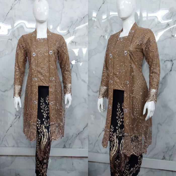 Kebaya Kutu Baru Payet Tunik Tulle Kebaya Modern Favorite Batik Couple Bahan Tulle Bordir Import Gli