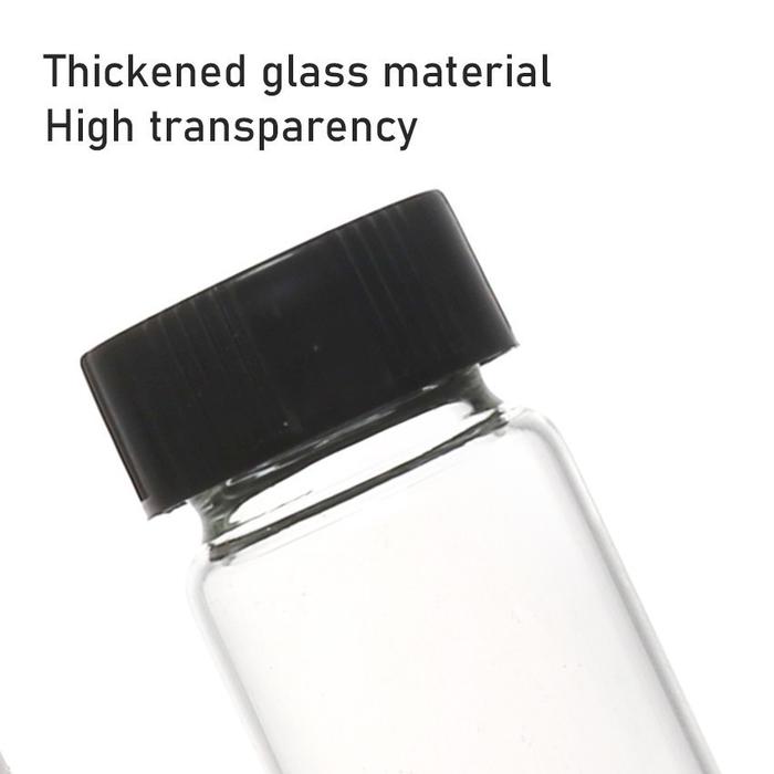 5Pcs Botol Kaca Kecil Clear 10/20/50ml Tutup Ulir Hitam Bening Dengan Tutup Refillable Parfum Vial T