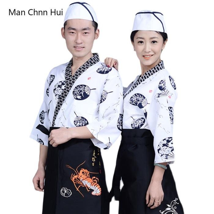 Jaket Masak Pria Gaya Korea Jepang Seragam Dapur Musim Panas Baju