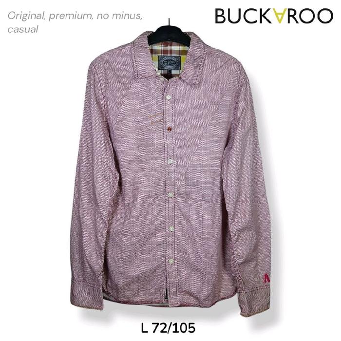 Buckaroo Jeans Kemeja Kasual Lengan Panjang Premium Size L original Slim Fit