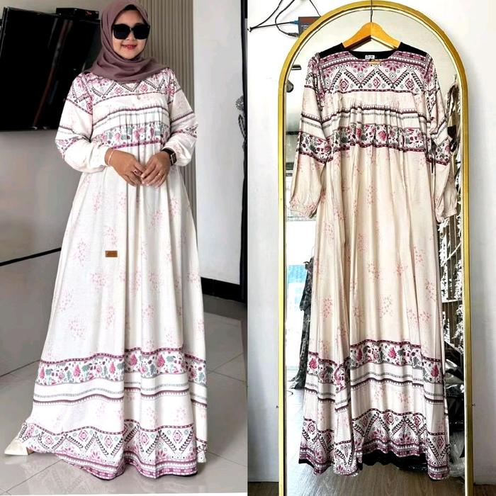 Gamis daily bahan rayon premium by Azwa busana muslim motif cantik terbaru