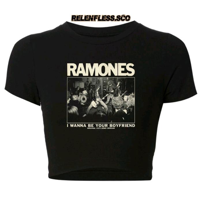 CROP TOP RAMONES I WANNA BE YOUR BOYFRIEND | BAND METAL MUSIK ROCK | GRUNGE | CROPTOP | CROP TEE SLI