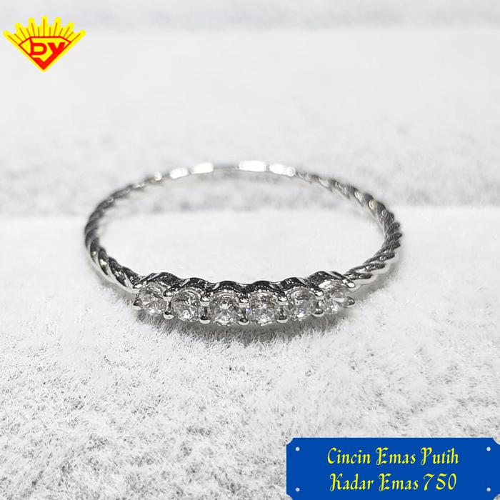 Cincin mas Putih Permata Zirconia 641 Kadar mas 750