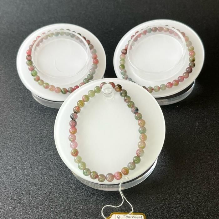 Bicolor / watermelon tourmaline natural crystal bracelet