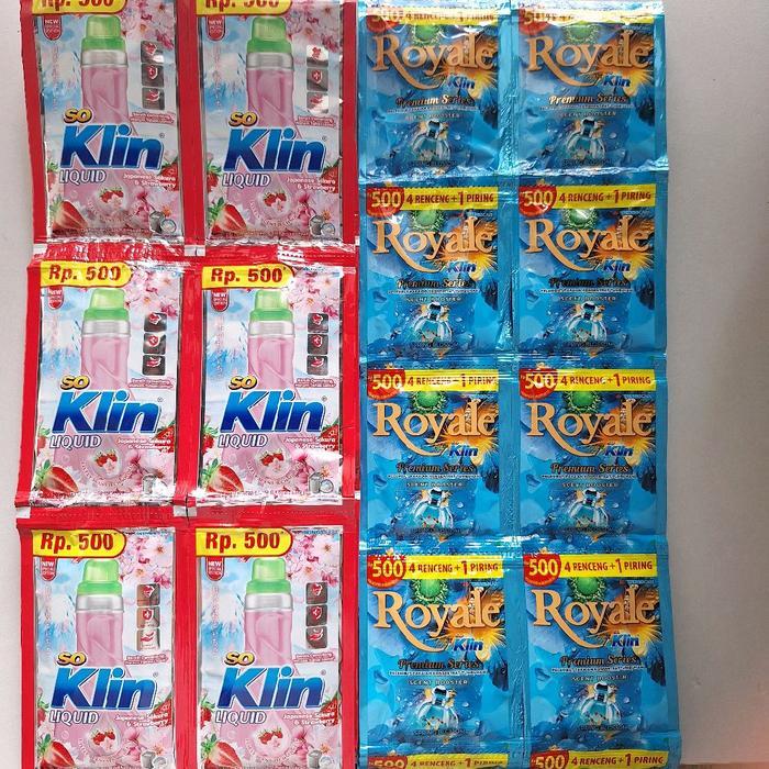 Soklin liquid dan Royale pewangi (24 Pcs So Klin Liquid 500 dan 24 Pcs Royale Pewangi 500| PAKET HE