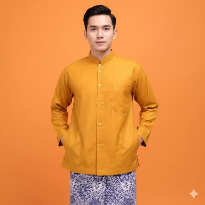 Safitiri Baju Koko Yamani Karisma Adem Lembut Pria Lengan Panjang Putih Bersih Polos Dewasa Premium 