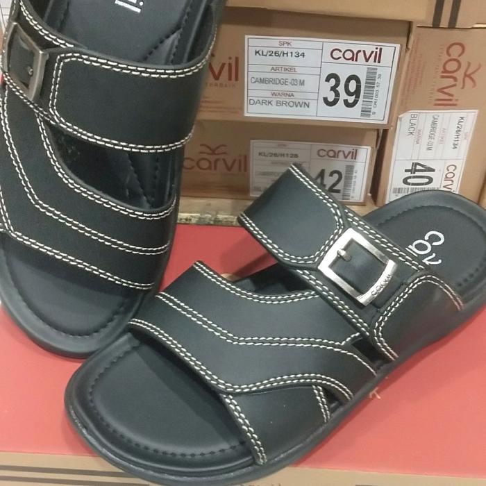 sandal casual pria merk carvil cambridge hitam original