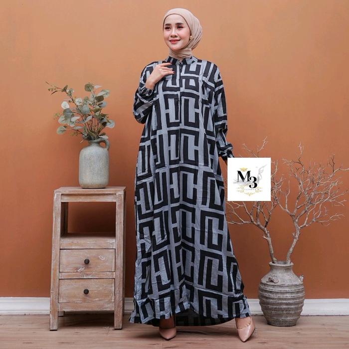 Gamis Motif Ganesha dua by batikm3 collection busui friendly Rayon Premium Gamis Wanita Muslim Panja
