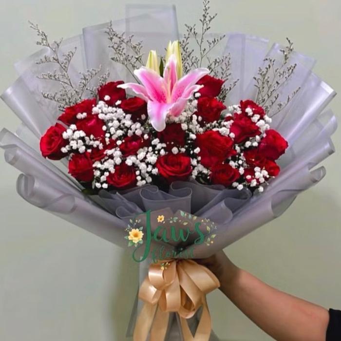 Handbucket Bunga Mawar Mix Lily Asli Promo