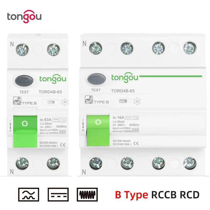 RCD RCCB Type B Earth Leakage Residual Current Circuit Breaker Evse