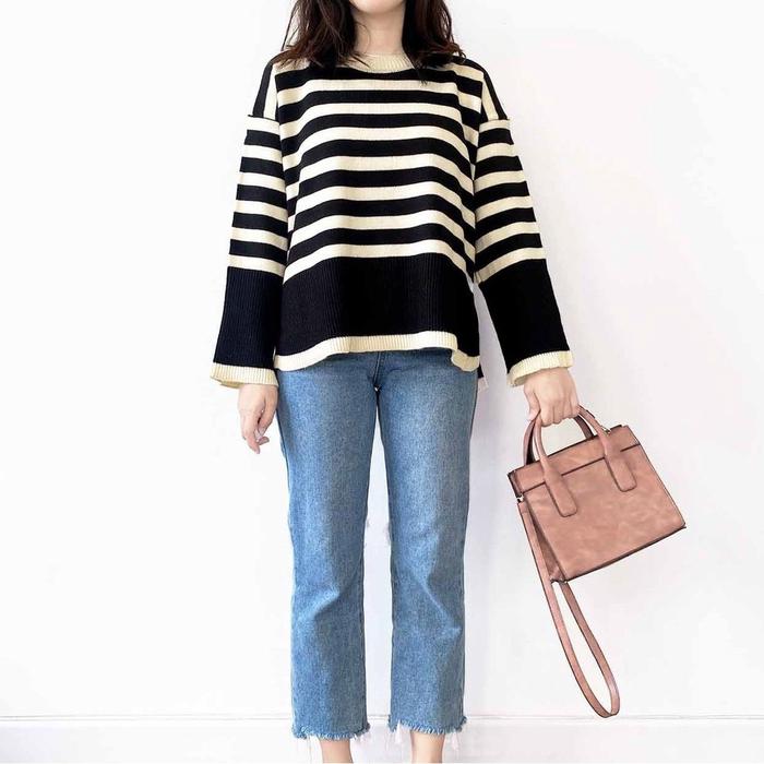 Layla Stripe Knit /Knit/Knitted/Sweater Rajut/Cardigan/Pakaian Wanita/Rajut/CropTop/Blaster Baju Fit