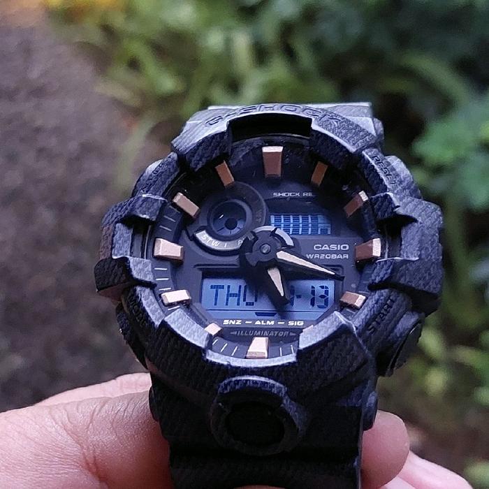 G Shock Casio GA 700 DE Jam Tangan Pria Denim Blue Jeans Langka Arloji Cowok Gagah