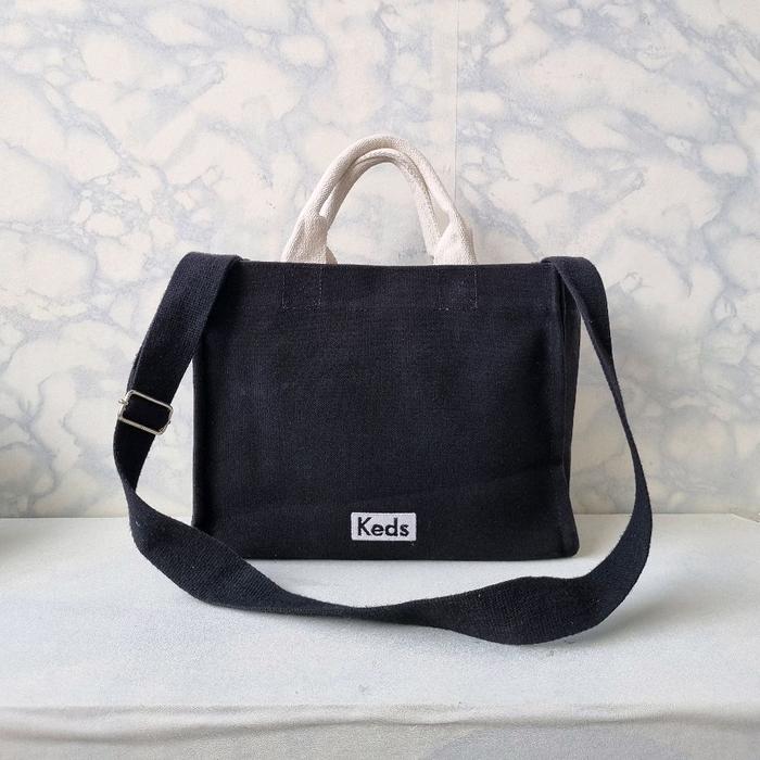 TAS SLING KEDS WANITA KANVA HITAM SEECOND BRAND / TAS SELEMPANG WANITA KEDS