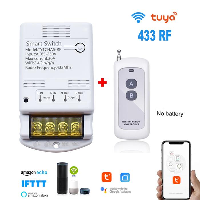 Tuya Wifi 30A Switch Module Wireless Relay Controller AC 220V 110V DC